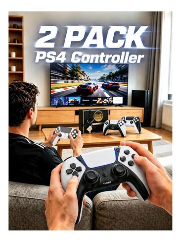 Enstixsm 2 Pack for PS4 Controller,Wireless Dual Remote Shock Control for PS4 Slim Pro,ALPS Zero Drift Sticks Game Control,PC Gaming Turbo Back Paddles Gamepad,Alternative Original,Black White in Saudi Arabia