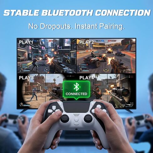 Enstixsm 2 Pack for PS4 Controller,Wireless Dual Remote Shock Control for PS4 Slim Pro,ALPS Zero Drift Sticks Game Control,PC Gaming Turbo Back Paddles Gamepad,Alternative Original,Black White in Saudi Arabia