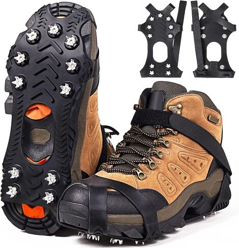 Crampons, Ice Cleats for Shoes and Boots, Silicone Stainless Steel Grippers Shoe Spikes Grips Traction in Saudi Arabia