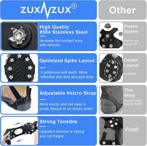 Crampons, Ice Cleats for Shoes and Boots, Silicone Stainless Steel Grippers Shoe Spikes Grips Traction in Saudi Arabia