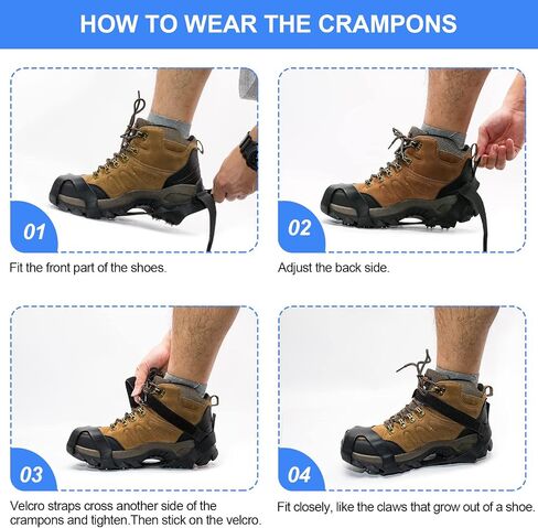 Crampons, Ice Cleats for Shoes and Boots, Silicone Stainless Steel Grippers Shoe Spikes Grips Traction in Saudi Arabia
