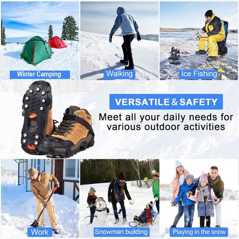 Crampons, Ice Cleats for Shoes and Boots, Silicone Stainless Steel Grippers Shoe Spikes Grips Traction in Saudi Arabia