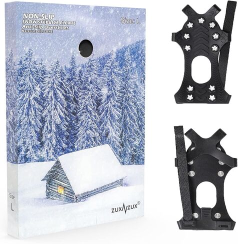 Crampons, Ice Cleats for Shoes and Boots, Silicone Stainless Steel Grippers Shoe Spikes Grips Traction in Saudi Arabia