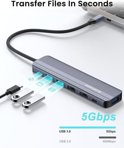 USB C Hub Docking Station Dual Monitor for Laptop, MacBook Air/Pro Dock Adapter Multiport Dongle with 2 HDMI Ports 4K 60Hz, 100W PD Charging, 3 USBA 3.0 & USBC in Saudi Arabia
