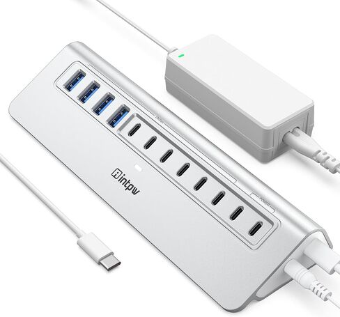 Powered USB Hub 10Gbps, intpw 12-Port USB 3.2/USB C Hub (4 x USB-A 3.2 + 6 x USB-C 3.2 10Gbps +2 x PD 45W Fast Charging Ports), 3Ft Cable, Aluminum USB Hub for PC/Laptop/iPhone 17/16/MacBook Neo in Saudi Arabia