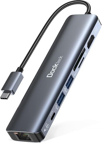 7-in-1 USB C Hub dockteck | 4K 60Hz HDMI, 1Gbps Ethernet, 100W Power Delivery, SD/TF Card Slots, USB 3.0 Data Ports USB C Dock for MacBook, iPad Pro, XPS in Saudi Arabia
