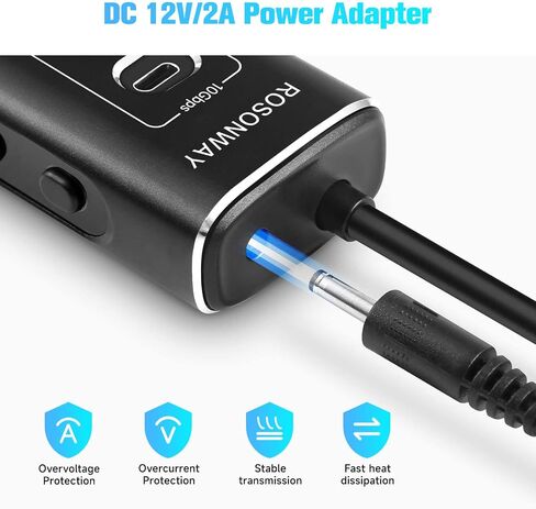 Powered USB Hub, Rosonway 7-Port USB 3.2/USB C Hub with 10Gbps USB-A 3.2, 2 USB-C 3.2, 4 USB 3.0 Ports, Individual Switches and 12V Power Adapter, Aluminum USB Port Expander for Laptop/PC, RSH-A107C in Kuwait