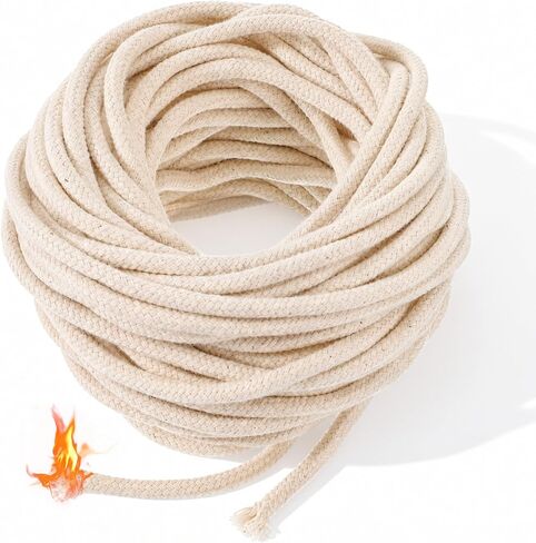49.2 Ft Oil Lamp Wicks, 1/8 Inch Round Cotton Lamp Wicks Replacement Candle Wick for Oil Lamps Kerosene Lighting Camping Stoves Decorative Lanterns Paraffin Lamps Tiki Torch Wick in Saudi Arabia