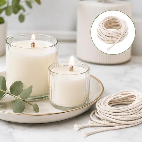 49.2 Ft Oil Lamp Wicks, 1/8 Inch Round Cotton Lamp Wicks Replacement Candle Wick for Oil Lamps Kerosene Lighting Camping Stoves Decorative Lanterns Paraffin Lamps Tiki Torch Wick in Saudi Arabia