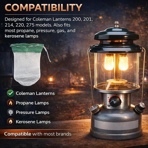 10-Pack Coleman Lantern Mantles, String Tie Lantern Mantles #21 Mantles | String Tie Lantern Mantles for Propane and Dual-Fuel Coleman Camping Lantern Accessories Replacement, Gas Lantern Mantles in Kuwait