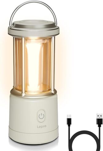 Lepro 2000LM LED Camping Lantern Rechargeable, Waterproof Tent Light with 5 Light Modes, Camping Essentials, Portable Lantern Flashlight for Camping, Emergency Light, Power Outage, USB Cable Included in Saudi Arabia