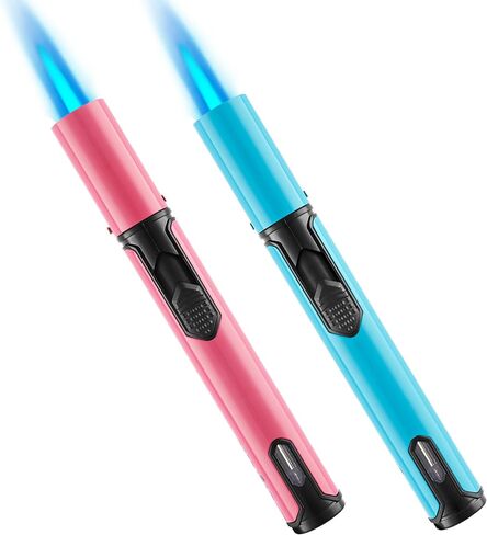 Spring Colors 2 Pack Butane Torch Lighter, 6-inch Jet Flame Butane Lighters Refillable Pen Lighter for Grill BBQ Camping (Gas Not Included) Aqua Blue & Lime Green in Kuwait