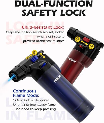 NEON 5 Pack Torch Lighters with Visible Fuel Window Jet Flame Multi Utility Lighter, Windproof, Safe, Butane Refillable Torch Lighter for Candle Grill BBQ Fireplaces in Saudi Arabia