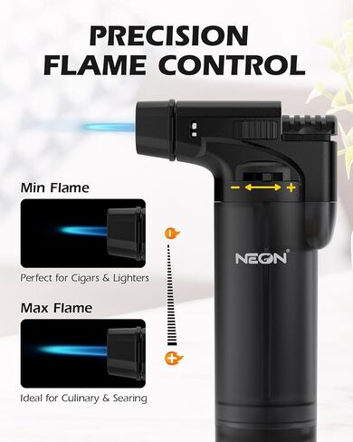 NEON 5 Pack Torch Lighters with Visible Fuel Window Jet Flame Multi Utility Lighter, Windproof, Safe, Butane Refillable Torch Lighter for Candle Grill BBQ Fireplaces in Saudi Arabia
