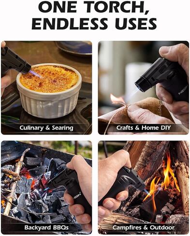 NEON 5 Pack Torch Lighters with Visible Fuel Window Jet Flame Multi Utility Lighter, Windproof, Safe, Butane Refillable Torch Lighter for Candle Grill BBQ Fireplaces in Saudi Arabia