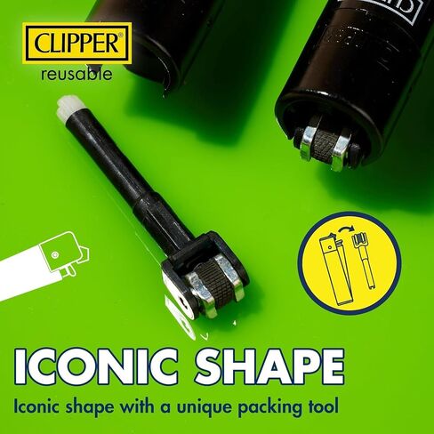 Clipper Mystery 8 Pack Butane Refillable Lighters, Assorted Colors | Random Selection of Popular Designs, Safe, Reusable, Colors and Designs Will Vary in Kuwait