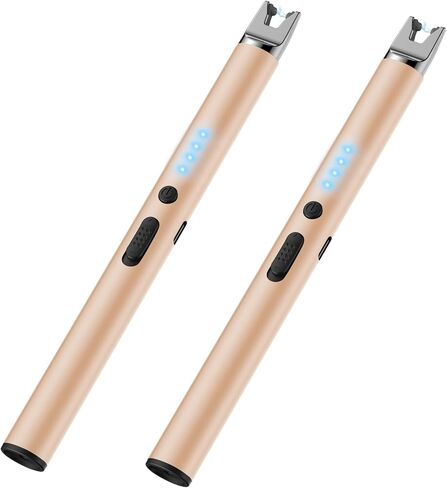 2 Packs Lighters Electric Candle Lighter Rechargeable Long Lighters Matches | Windproof Flameless Arc Lighters with Safety Lock for Grill BBQ Camping Birthday Stocking Stuffer Christmas. in Saudi Arabia