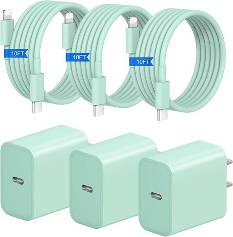 iPhone Charger Fast Charging 3+3Pack 20W USB C Charger with Lightning Cable | For iPhone 14/13/12/11/Pro/Pro Max/Mini/Xs Max/XR/X, iPad in Kuwait