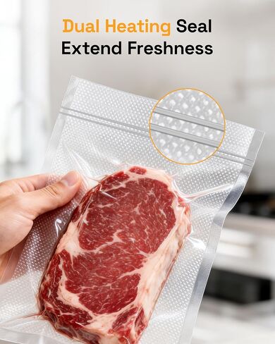 HBN Vacuum Sealer Compact Food Vacuum Sealer Machine Automatic Kitchen Food Sealer Countertop Double Heat Seal Built-in Cutter with 1 Roll & 20 Bags in Saudi Arabia