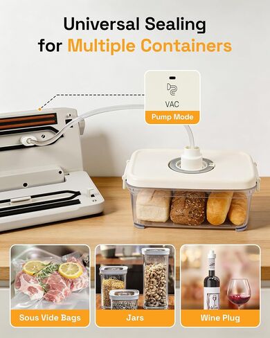 HBN Vacuum Sealer Compact Food Vacuum Sealer Machine Automatic Kitchen Food Sealer Countertop Double Heat Seal Built-in Cutter with 1 Roll & 20 Bags in Saudi Arabia