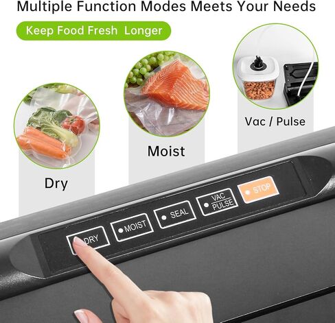 Black Vacuum Sealer Machine, VS6615H 60KPa 4-in-1 Compact Food Sealer with Double Heat Seal for Dry Moist Food, Built-in Cutter, Bag Storage + Bags, for Home Cooks & Meal Preppers in Saudi Arabia