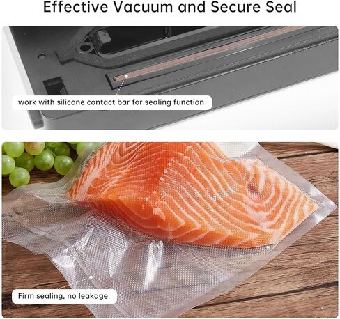 Black Vacuum Sealer Machine, VS6615H 60KPa 4-in-1 Compact Food Sealer with Double Heat Seal for Dry Moist Food, Built-in Cutter, Bag Storage + Bags, for Home Cooks & Meal Preppers in Saudi Arabia