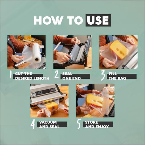 Avid Armor Vacuum Seal Rolls, Vac Seal Bags for Food Storage, Meal Saver Freezer Vacuum Sealer Bags, Sous Vide Bags Vacuum Sealer, Non-BPA Vacuum Sealer Bags, 8 inches by 50 feet, Pack of 2 in Kuwait