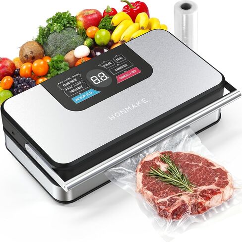 95kPa Vacuum Sealer for Food, 10-in-1 Vacuum Sealer Machine | One-Touch Operation, Built-in Cutter & Roll Storage, Digital Countdown Display, Premium Stainless Steel Design in Saudi Arabia