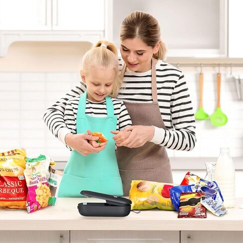 FEPPO 2 Pack Bag Sealer, Mini Bag Sealer 2 in 1 Handheld Chip Bag Sealer Heat Seal and Cutter with Lanyard, Portable Resealer for Snacks Plastic Bag Food Storage, Black/White (Batteries Included) in Kuwait