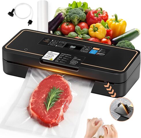 Vacuum Sealer for Food, Food Saver, 95kPa, Easy Tear Cutter, 9-in-1 | Fast 12L/min 135W food vacuum sealer machine with digital timer, cutter & bag storage, 10 ft bag roll, dry/moist/pulse modes in Saudi Arabia