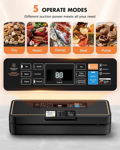 Vacuum Sealer for Food, Food Saver, 95kPa, Easy Tear Cutter, 9-in-1 | Fast 12L/min 135W food vacuum sealer machine with digital timer, cutter & bag storage, 10 ft bag roll, dry/moist/pulse modes in Saudi Arabia