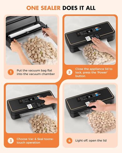 Vacuum Sealer for Food, Food Saver, 95kPa, Easy Tear Cutter, 9-in-1 | Fast 12L/min 135W food vacuum sealer machine with digital timer, cutter & bag storage, 10 ft bag roll, dry/moist/pulse modes in Saudi Arabia
