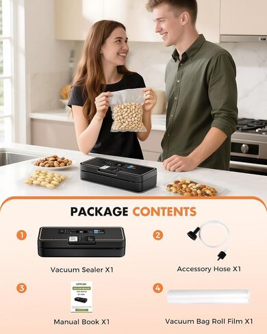 Vacuum Sealer for Food, Food Saver, 95kPa, Easy Tear Cutter, 9-in-1 | Fast 12L/min 135W food vacuum sealer machine with digital timer, cutter & bag storage, 10 ft bag roll, dry/moist/pulse modes in Saudi Arabia