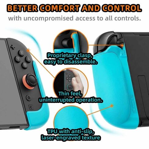 IFYOO NexGrip Ergonomic Grip Set for Nintendo Switch 2 Joycons, Grip Case Compatible with Joy Con 2 Controller, Compatible with Switch 2 Joycon, Switch 2 Accessories - Left Orange Right Cyan in Kuwait