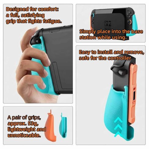 IFYOO NexGrip Ergonomic Grip Set for Nintendo Switch 2 Joycons, Grip Case Compatible with Joy Con 2 Controller, Compatible with Switch 2 Joycon, Switch 2 Accessories - Left Orange Right Cyan in Kuwait