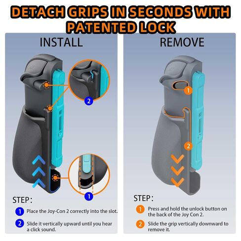 IFYOO NexGrip Ergonomic Grip Set for Nintendo Switch 2 Joycons, Grip Case Compatible with Joy Con 2 Controller, Compatible with Switch 2 Joycon, Switch 2 Accessories - Left Orange Right Cyan in Kuwait