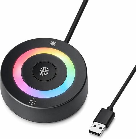 USB Fingerprint Reader for Windows Hello | PC Power Button, RGB Lighting, One-Click Lock, Auto Driver Install, 5ft Extension Cable in Saudi Arabia
