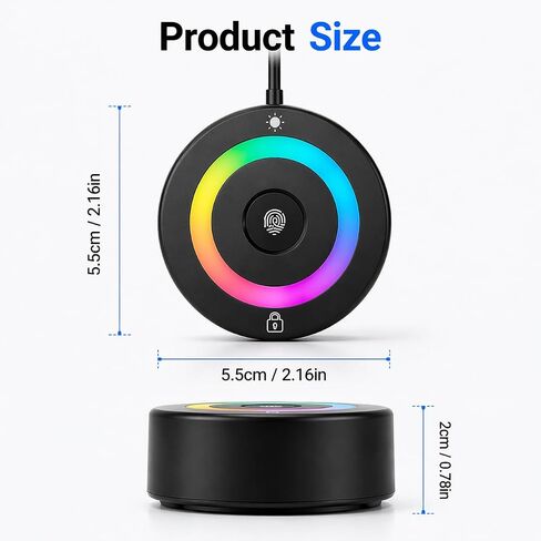 USB Fingerprint Reader for Windows Hello | PC Power Button, RGB Lighting, One-Click Lock, Auto Driver Install, 5ft Extension Cable in Saudi Arabia