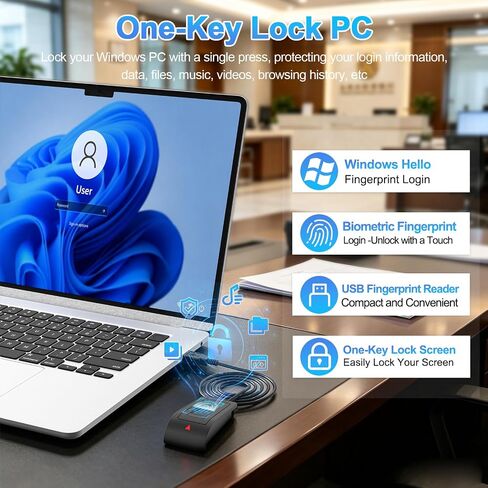 قارئ بصمات الأصابع Windows Hello، قارئ بصمات الأصابع USB لنظام التشغيل Windows 10/11 in Kuwait