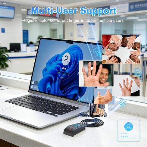 قارئ بصمات الأصابع Windows Hello، قارئ بصمات الأصابع USB لنظام التشغيل Windows 10/11 in Kuwait