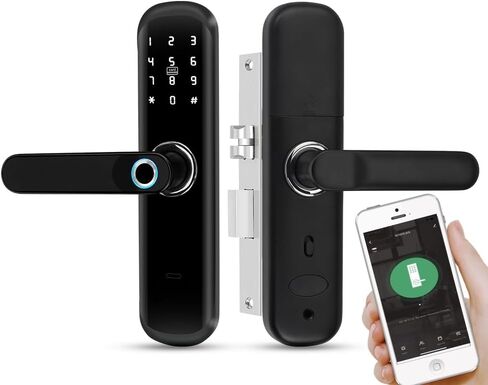 Smart Door Lock with Handle WiFi Tuya Smart Door Lock Fingerprint Keyless Entry Password APP NFC Smart Lock for Indoor Home Bedroom Office in Saudi Arabia