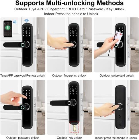 Smart Door Lock with Handle WiFi Tuya Smart Door Lock Fingerprint Keyless Entry Password APP NFC Smart Lock for Indoor Home Bedroom Office in Saudi Arabia