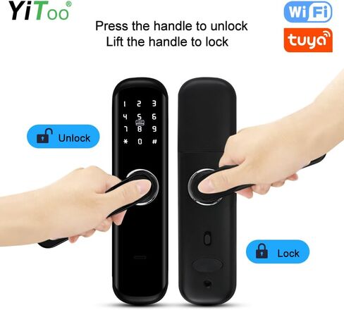 Smart Door Lock with Handle WiFi Tuya Smart Door Lock Fingerprint Keyless Entry Password APP NFC Smart Lock for Indoor Home Bedroom Office in Saudi Arabia
