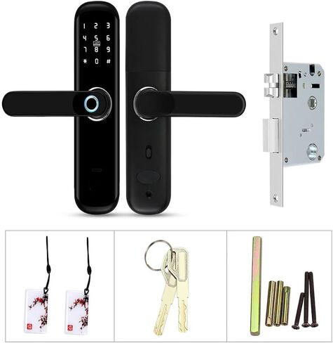 Smart Door Lock with Handle WiFi Tuya Smart Door Lock Fingerprint Keyless Entry Password APP NFC Smart Lock for Indoor Home Bedroom Office in Saudi Arabia