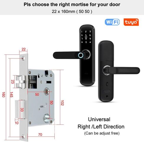 Smart Door Lock with Handle WiFi Tuya Smart Door Lock Fingerprint Keyless Entry Password APP NFC Smart Lock for Indoor Home Bedroom Office in Saudi Arabia