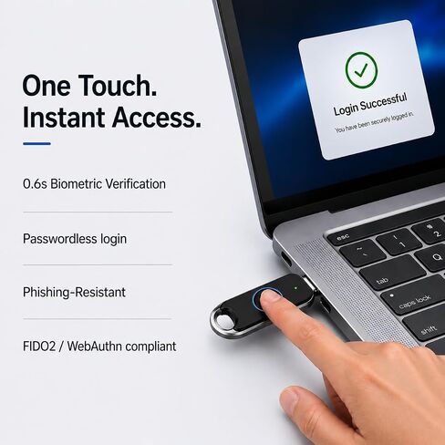 imKey Pass S6 FIDO2 FIDO U2F مفتاح أمان بصمة الإصبع المعتمد، المصادقة البيومترية، USB-C، تسجيل مرور سريع بدون كلمة مرور، ومقاوم قوي للتصيد الاحتيالي 2FA MFA للحسابات عبر الإنترنت in Kuwait