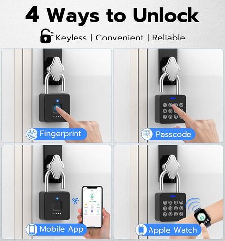 Fingerprint Gym Locker Lock, Smart Keyless Entry Padlock with Code Keypad | Waterproof Gate Locks for Outdoor Fence, Keyless Entry Combination Pad Lock for Locker, Storage Unit, Shed, Pool in Saudi Arabia
