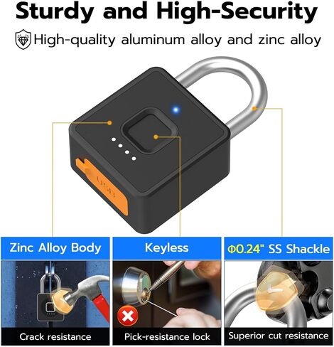 Fingerprint Gym Locker Lock, Smart Keyless Entry Padlock with Code Keypad | Waterproof Gate Locks for Outdoor Fence, Keyless Entry Combination Pad Lock for Locker, Storage Unit, Shed, Pool in Saudi Arabia
