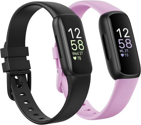 2 Pack Waterproof Bands Compatible with Fitbit inspire 3 Bands Women Men | Classic Soft Breathable Sports Replacement Wristbands ﻿ in Saudi Arabia