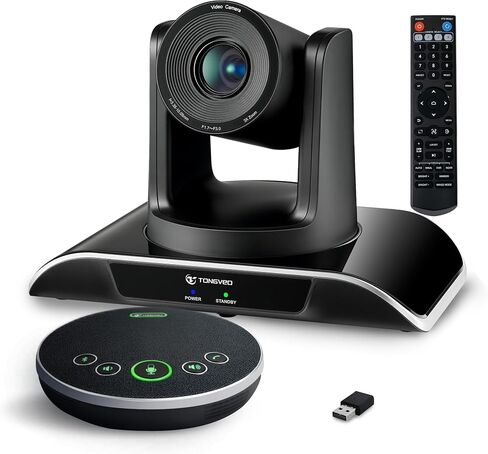 TONGVEO All-in-One Conference Room Video Camera System Al Auto-Tracking HD1080P 60fps 3X Optical Zoom USB3.0 HDMI PTZ Camera and Bluetooth Conference Speakerphone with Microphones in Saudi Arabia